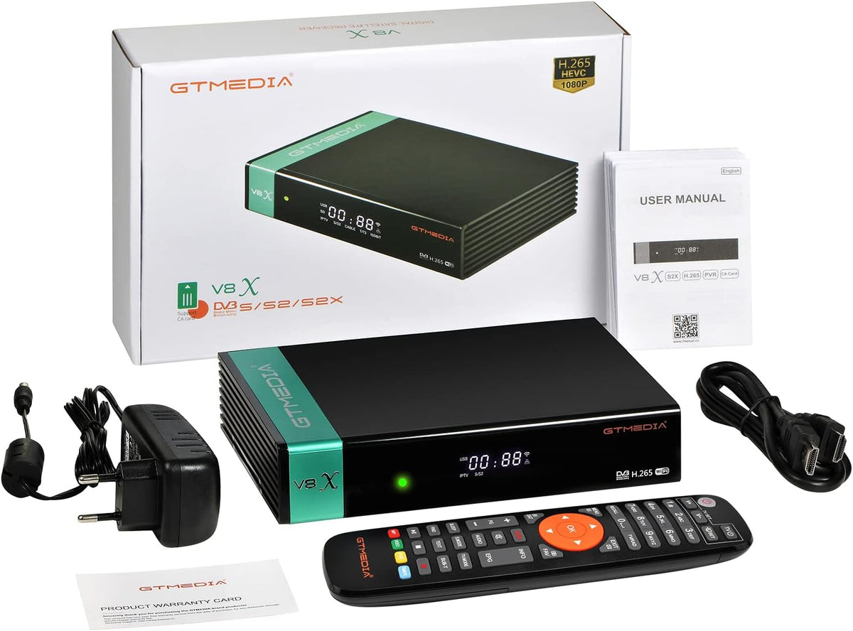 Satellite TV Receiver DVB-S/S2/S2X H.265 1080P HD FTA Digital Receiver Built-in 2.4G WiFi Pack of 2 W16876