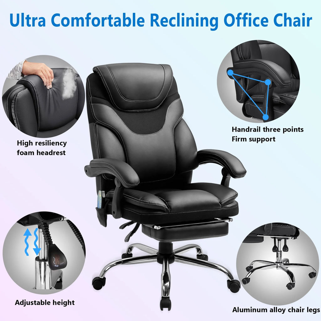 Ergonomic High Back Reclining Office Chair with Footrest U92294