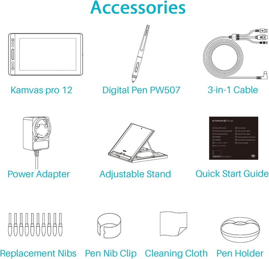 12 Drawing Tablet with Screen Graphics Monitor with Adjustable Stand F2363