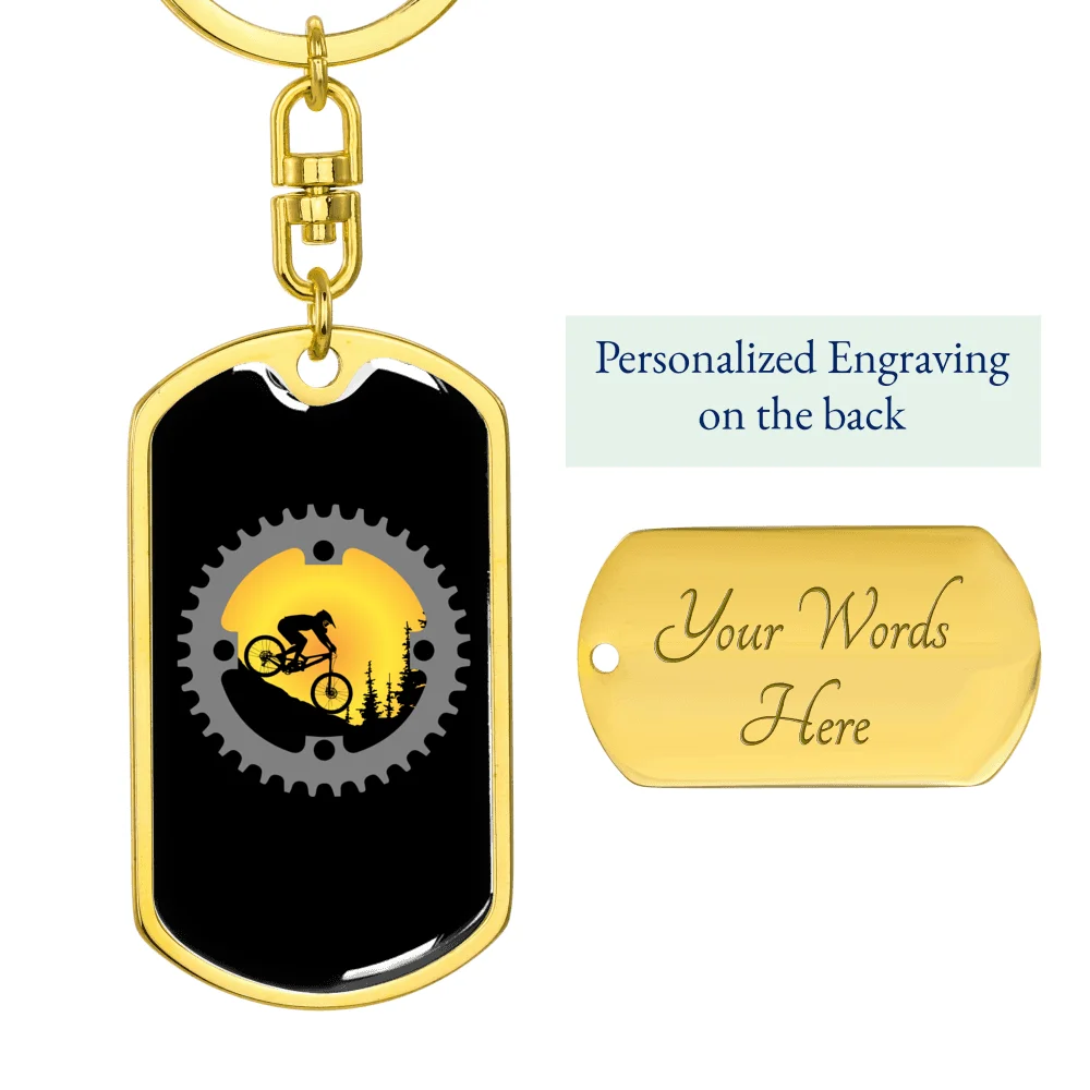 Stainless Steel or 18k Gold Swivel Dog Tag Keychain Q2258