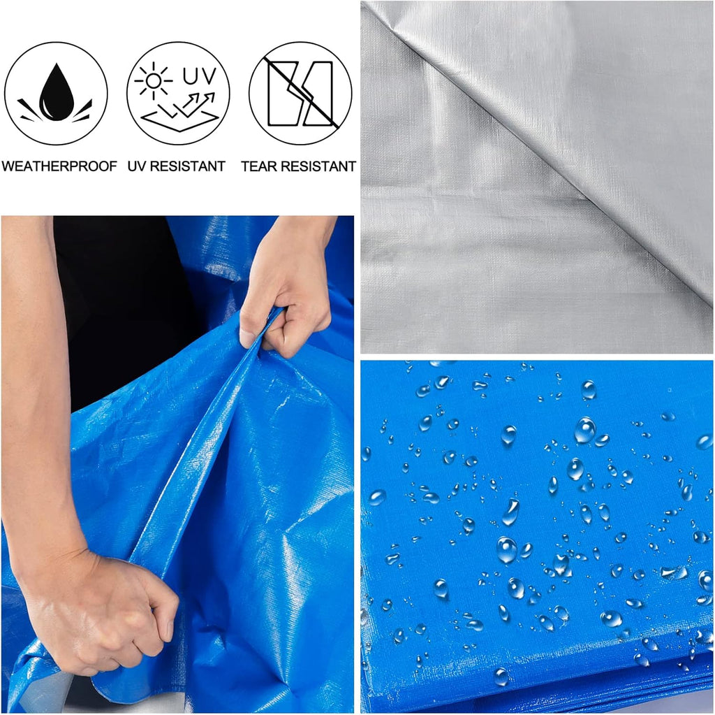 Blue 20x30 Heavy Duty Waterproof Tarpaulin with Metal Grommets A27235