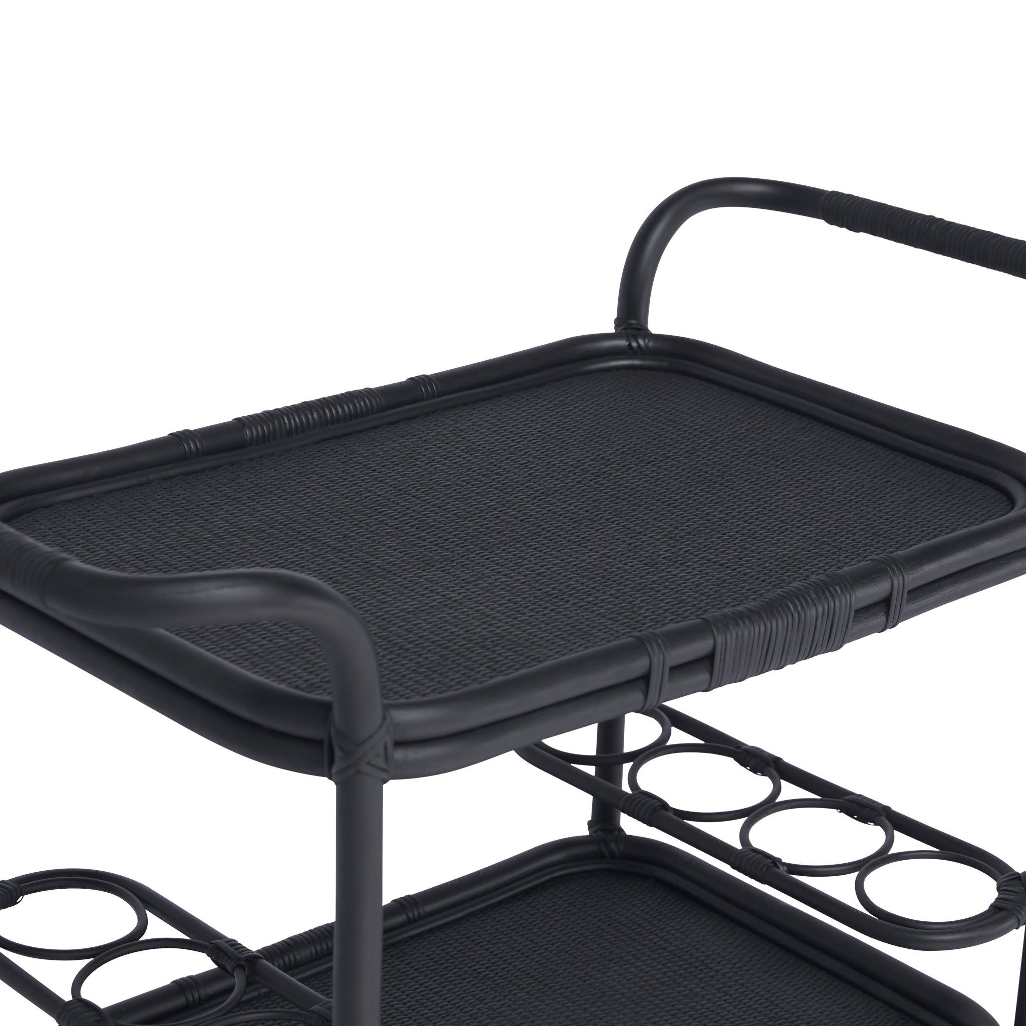 Black Rattan Bar Cart M4194