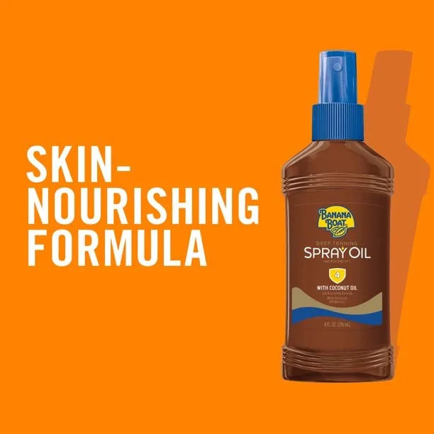 6 Pack Banana Boat Deep Tanning Oil Spray SPF 4, 8 Oz Each P77948