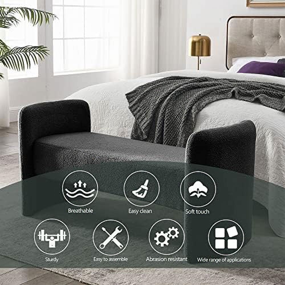 White Teddy Velvet Upholstered Ottoman Bench A252080