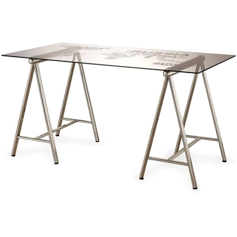 Nickel World Map Writing Desk U1551