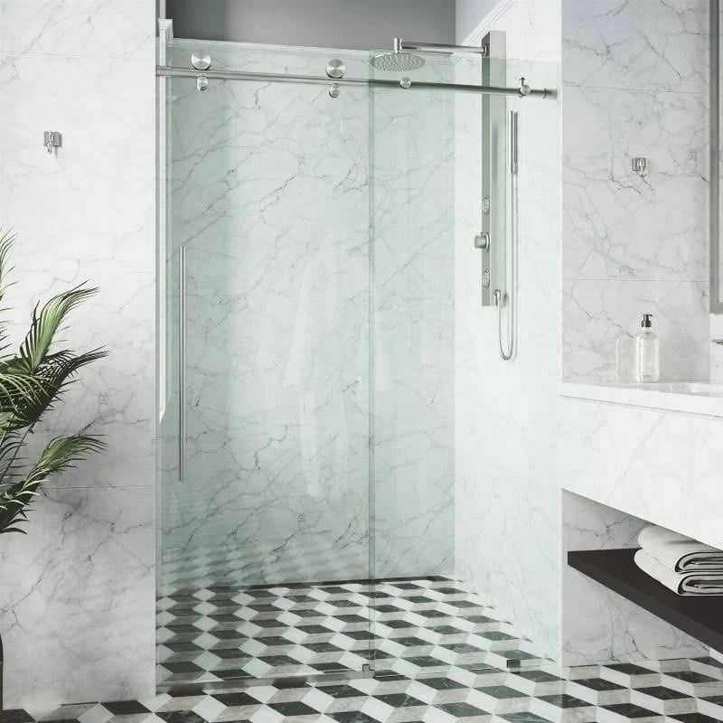 Sliding Frameless Shower Door with Clear Glass J6119