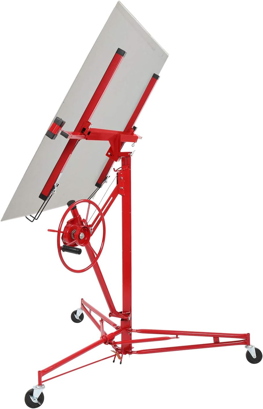 11 FT Drywall Lift Portable Panel Hoist with Adjustable Telescopic Arm Lockable Caster Wheel V34514