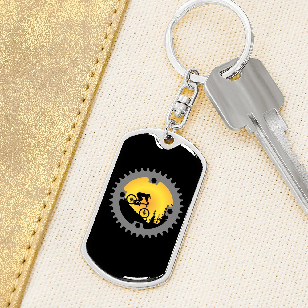 Stainless Steel or 18k Gold Swivel Dog Tag Keychain Q2258