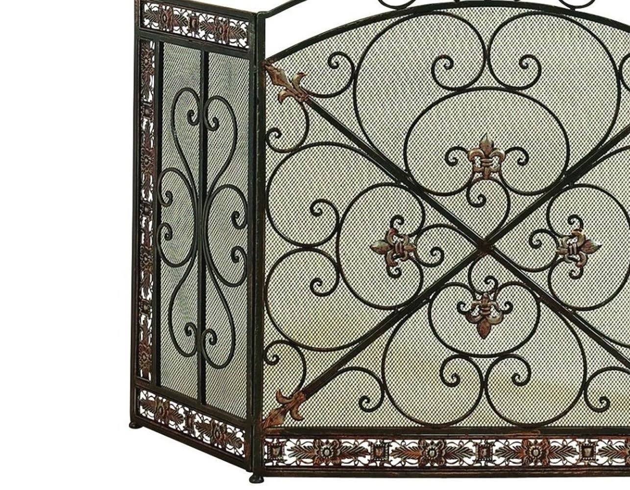 Bronze 3-Panel Metal Fire Screen S601028