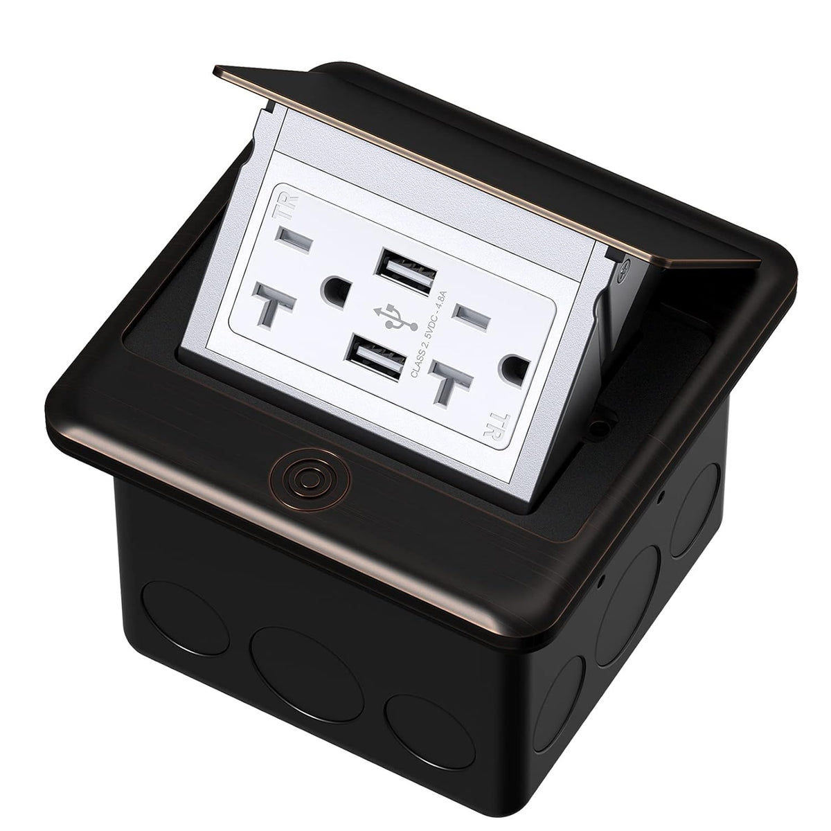 Pop Up Floor Electrical Outlet with 20 Amp Stainless Steel GFCI Tamper Receptacle K710