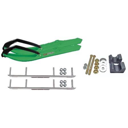 Green Snowmobile Skis with 4.5 inch Shaper Bars Complete Kit G540