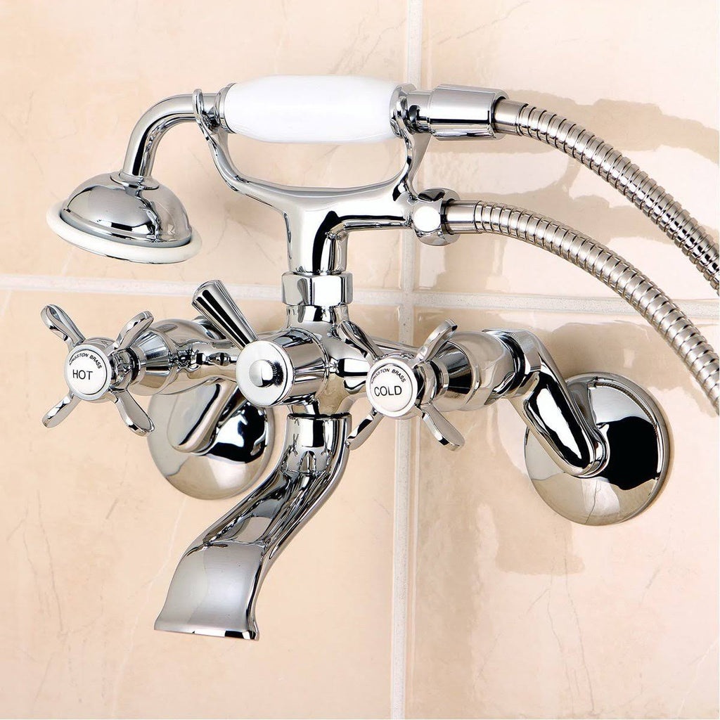 Brushed Brass Wall Mount Clawfoot Tub Faucet with Hand Shower R44181