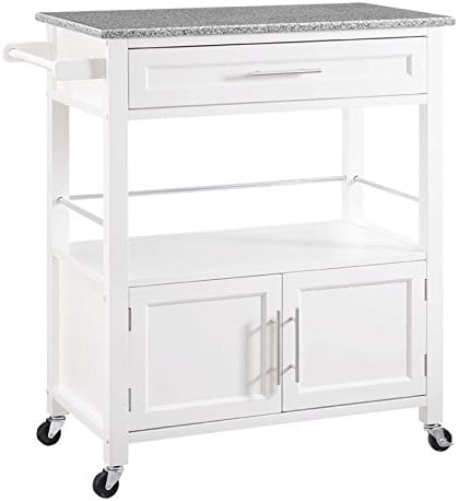 Granite Top Kitchen Cart in White I906539