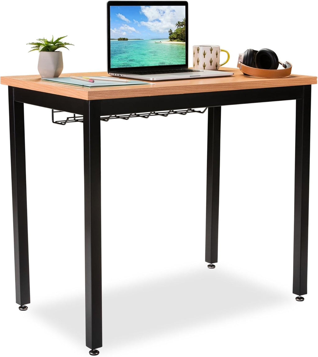 Black Small Computer Desk with Cable Management Tray X3503