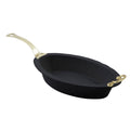 Oval Casserole with Long Brass Handle Sandstone Black L29172