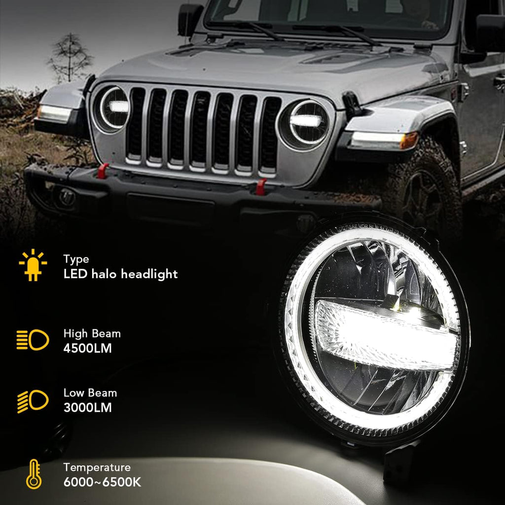 9 Inch Round LED Headlights with DRL High Low Beam I402637