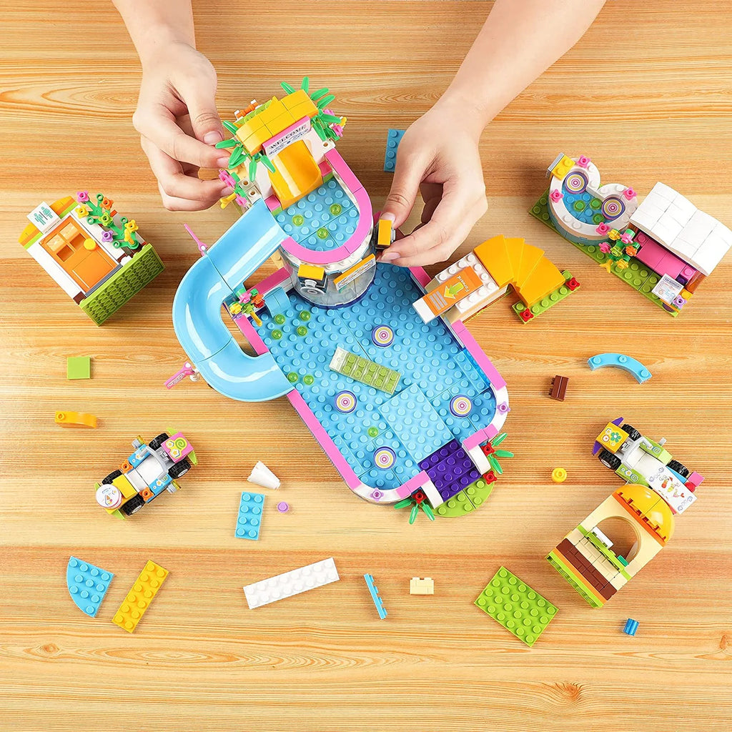 727 Pieces Pool Building Blocks Set with Toy Juice Bar and Hot Tub Q209118