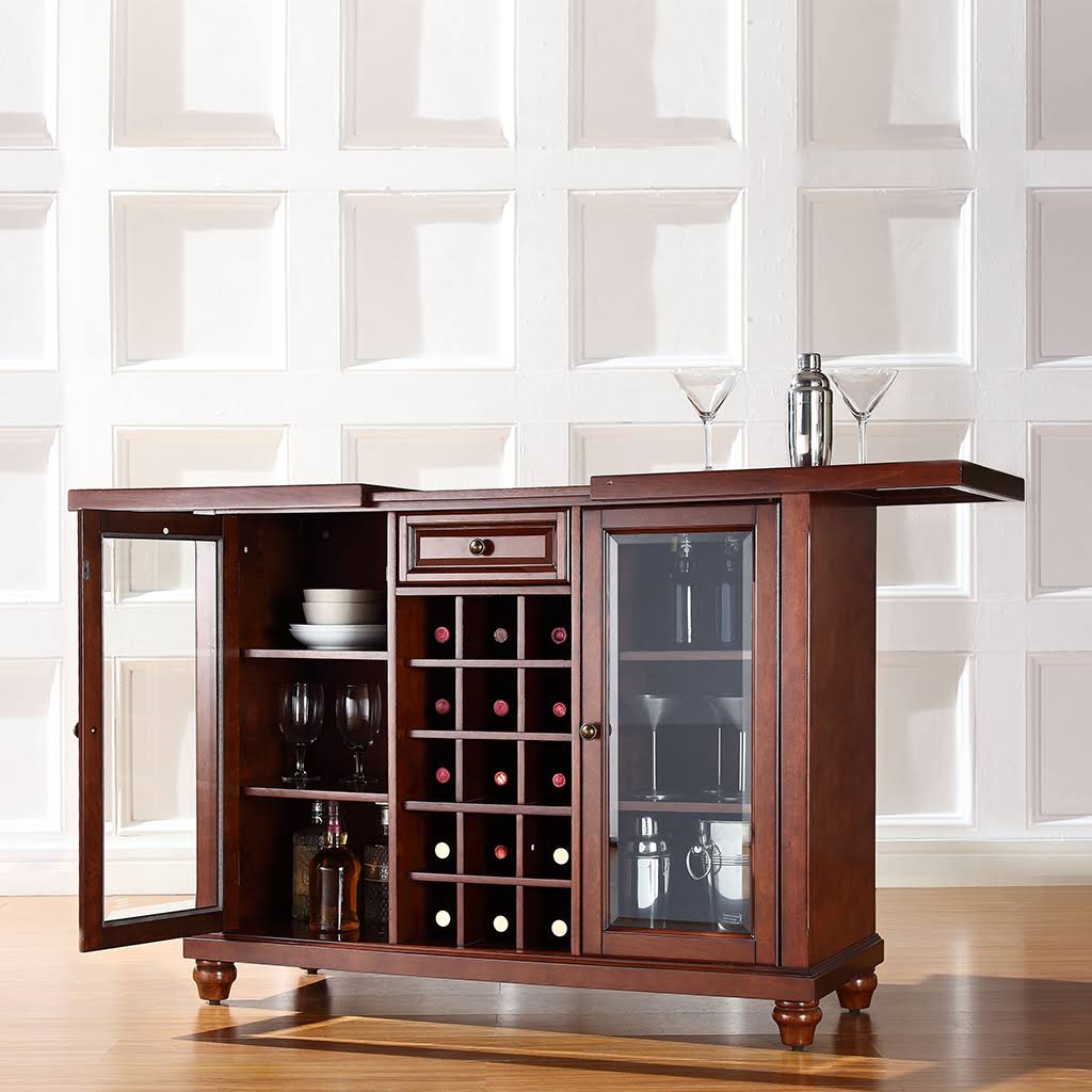 Vintage Mahogany Sliding Top Bar Cabinet V9099