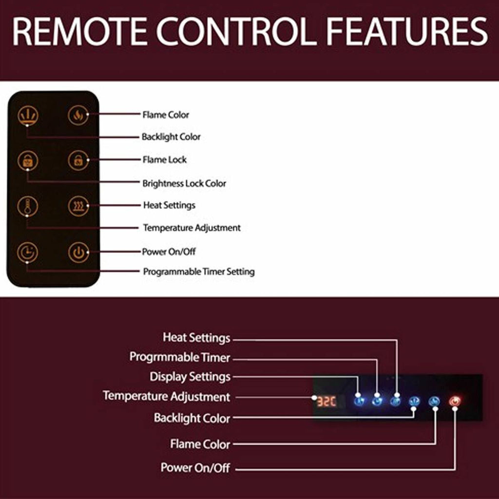 Black Wall-Mount Electric Fireplace B9125
