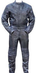 Black All Leather Motorcycle Racing Suit O547