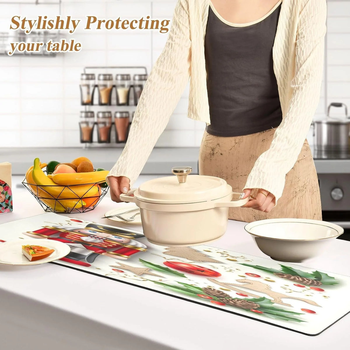 Nutcracker Christmas Trivets for Hot Pots and Pans Waterproof Table Mats F463346