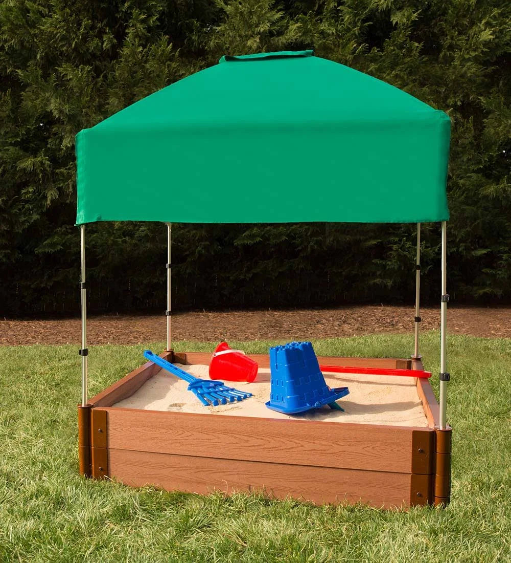4 ft. x 4 ft. x 11 in. Square Sandbox Composite with Telescoping Canopy/Cover J276572