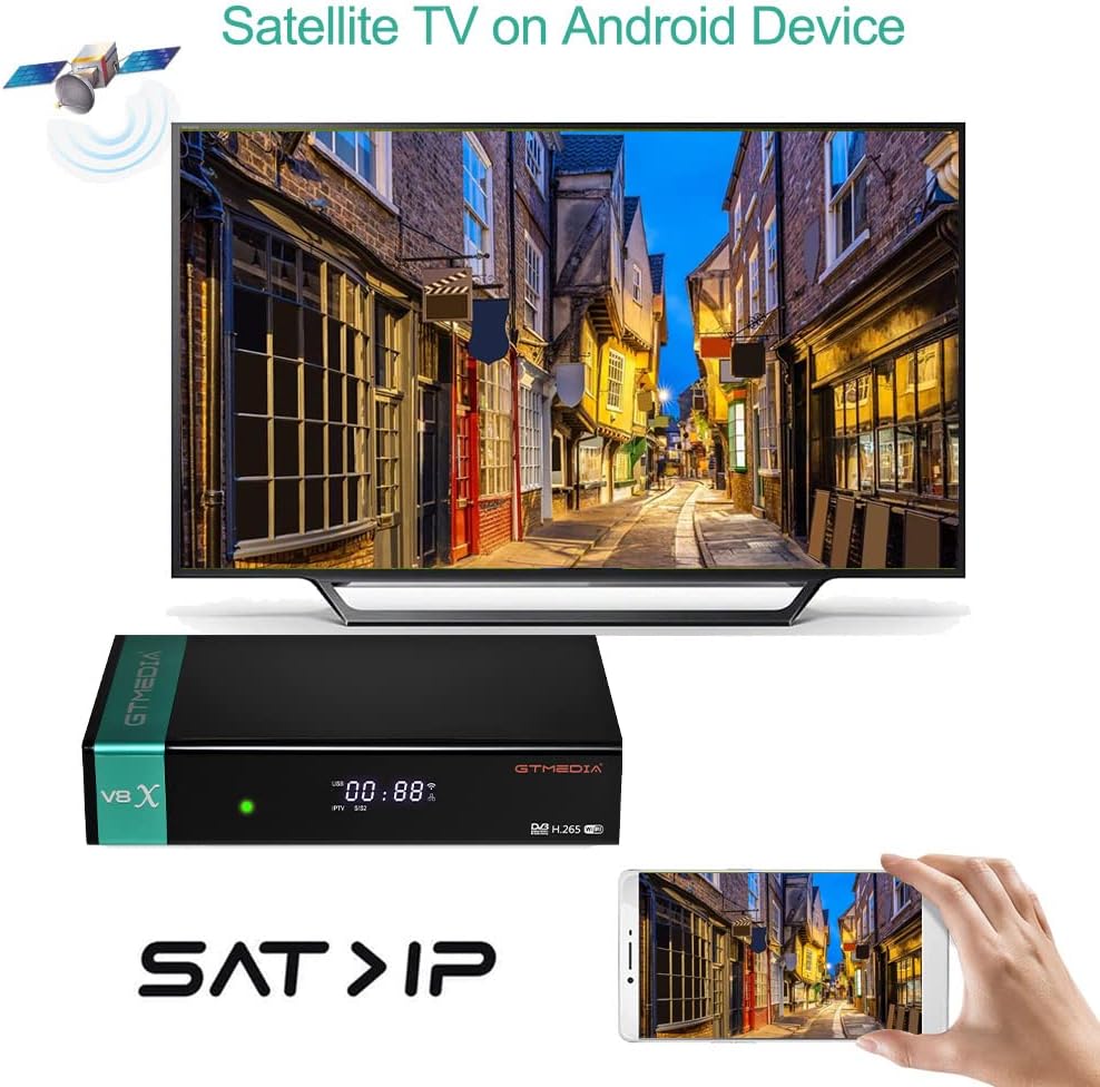 Satellite TV Receiver DVB-S/S2/S2X H.265 1080P HD FTA Digital Receiver Built-in 2.4G WiFi Pack of 2 W16876