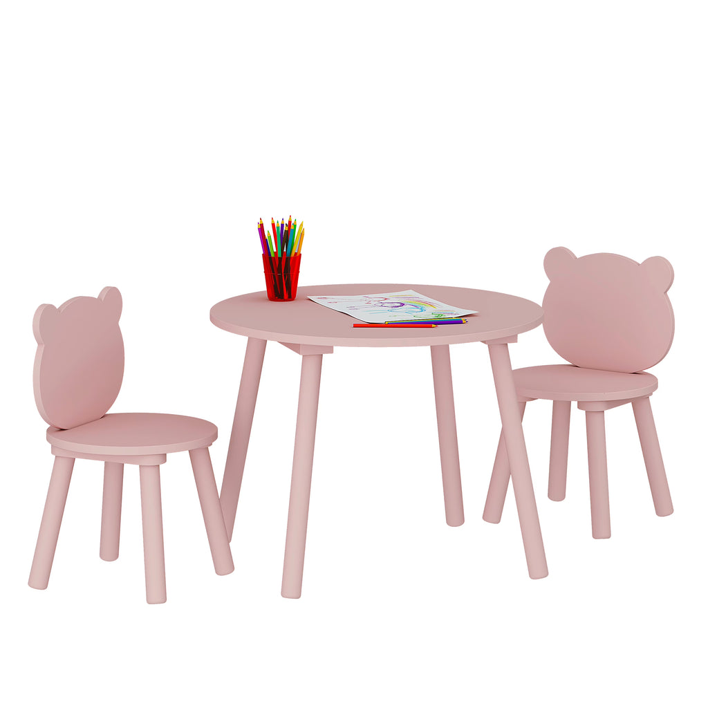 3 Pieces Kids Wood Table and Chair Set T80258