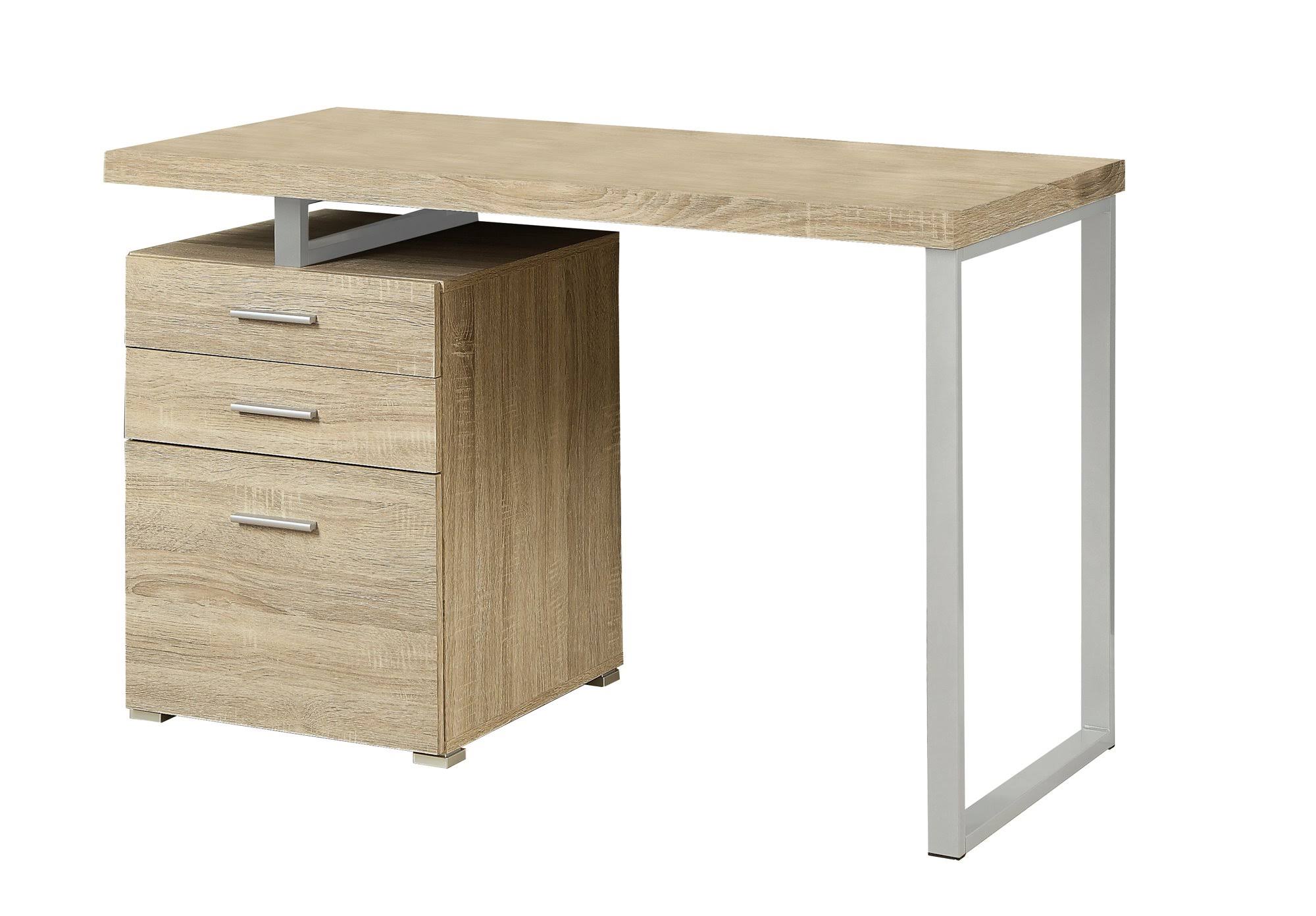 23.75x22 x 47.25x22 x 30x22 Cappuccino Silver Particle Board Metal Computer Desk P841