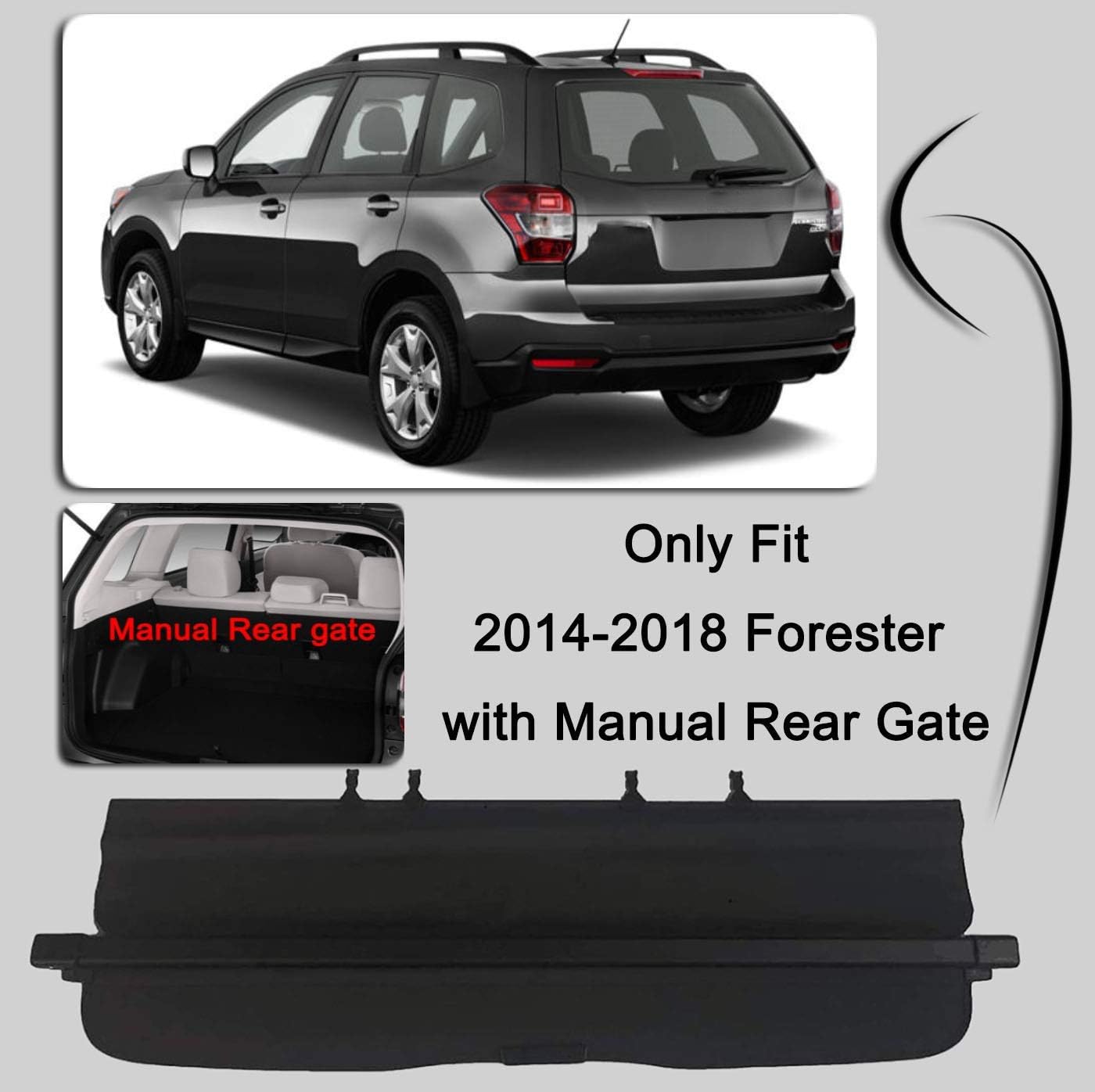Retractable Cargo Cover for Subaru Forester Black Y984