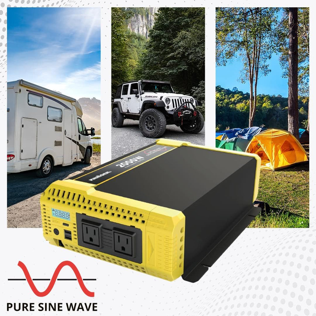 2000 Watt 12V Pure Sine Power Inverter Dual USB & AC Outlets B6750