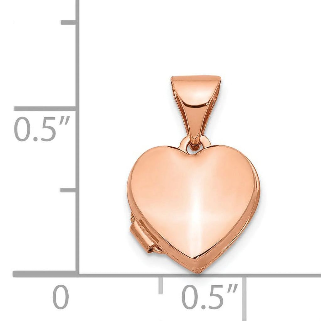 14K Rose Gold 10 mm Plain Heart Locket Pendant G47705