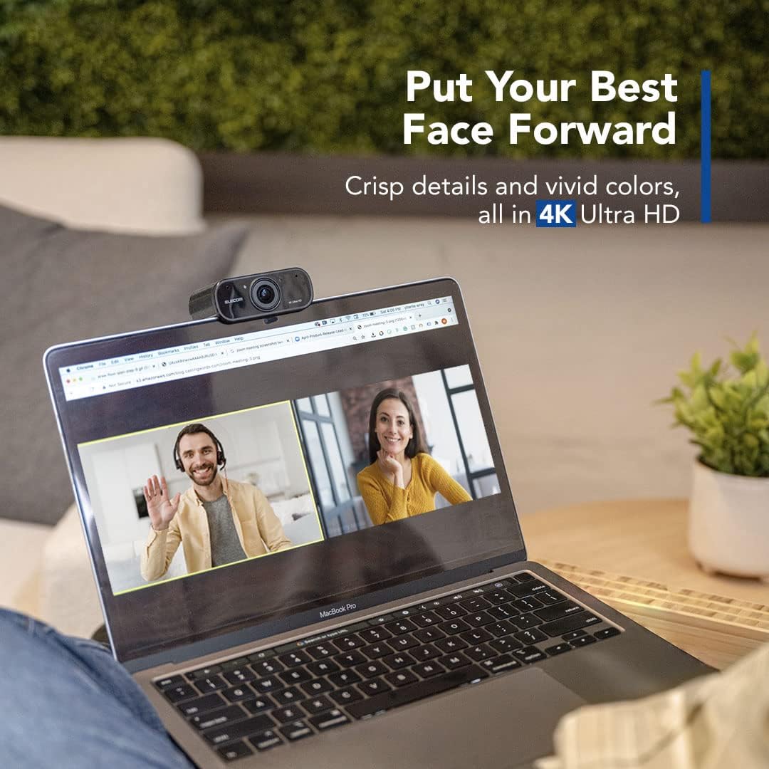 4K AI Auto-Tracking Webcam with Cover, 60fps, Dual Microphone, Ultra HD, 130-Degree Ultra Wide Angle S21459