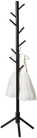 White Wooden Coat Rack Stand with 8 Hooks C98352