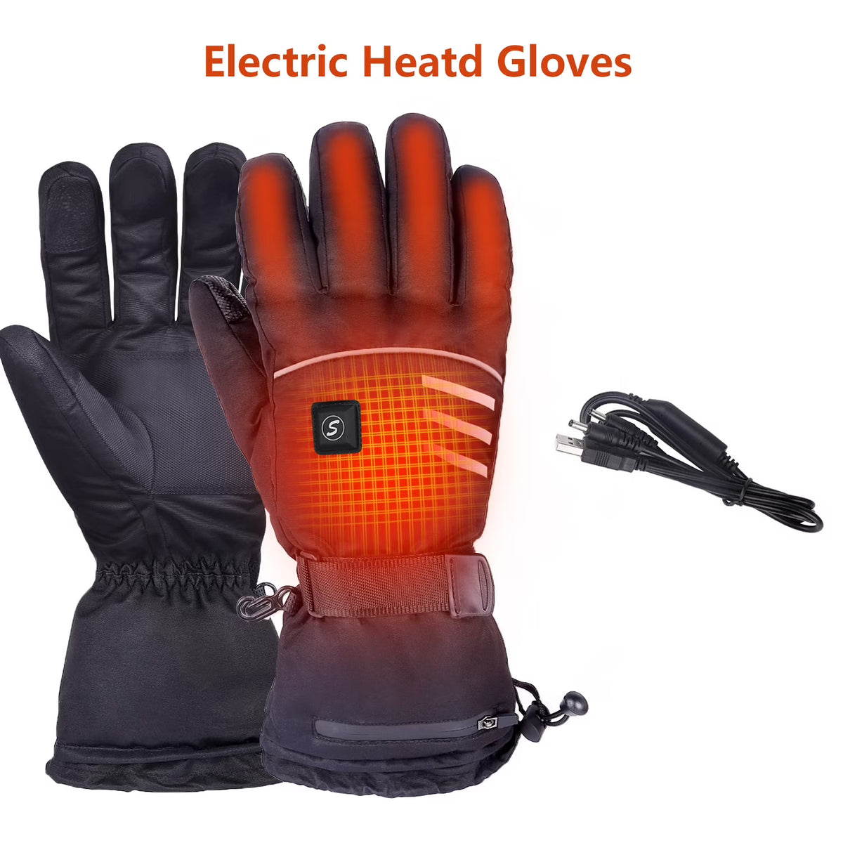 Black Rechargeable Electric Heated Gloves F657