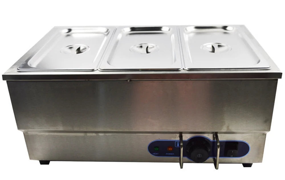 3-Pot Buffet Warmer Steam Table Food Soup Heat Canteen Kitchen Desk Type S40104
