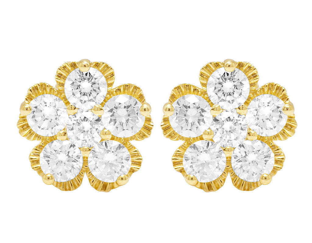 Yellow Gold Diamond Stud Earrings I676
