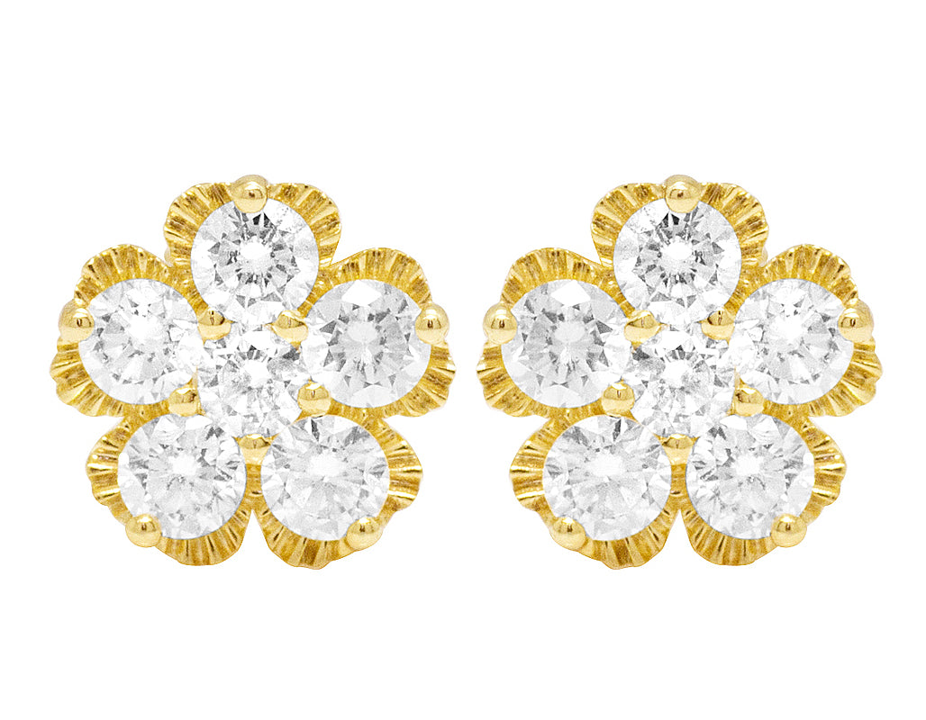 Yellow Gold Diamond Stud Earrings I676