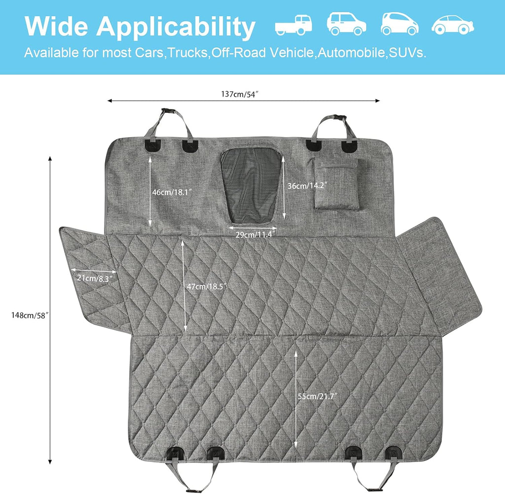 Gray Waterproof Dog Car Seat Cover with Mesh Window P5181