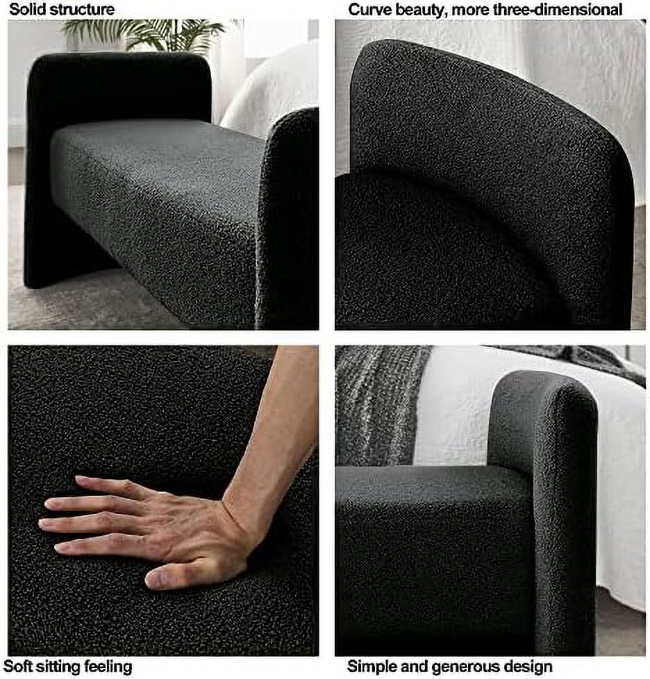White Teddy Velvet Upholstered Ottoman Bench A252080