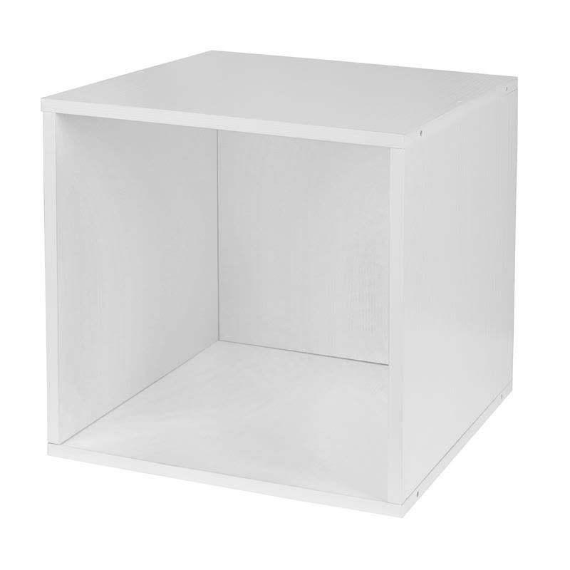 12 Cube Storage Set with 6 Canvas Bins White Wood Grain Natural J8558