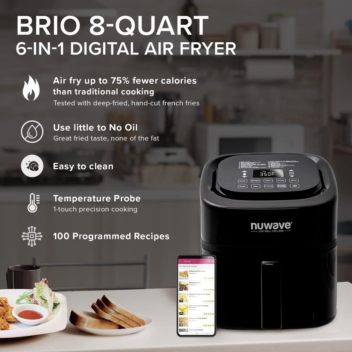 6-in-1 Air Fryer Oven Combo, 8-Qt X-Large Size, 100 Pre-Programmed Presets J90639
