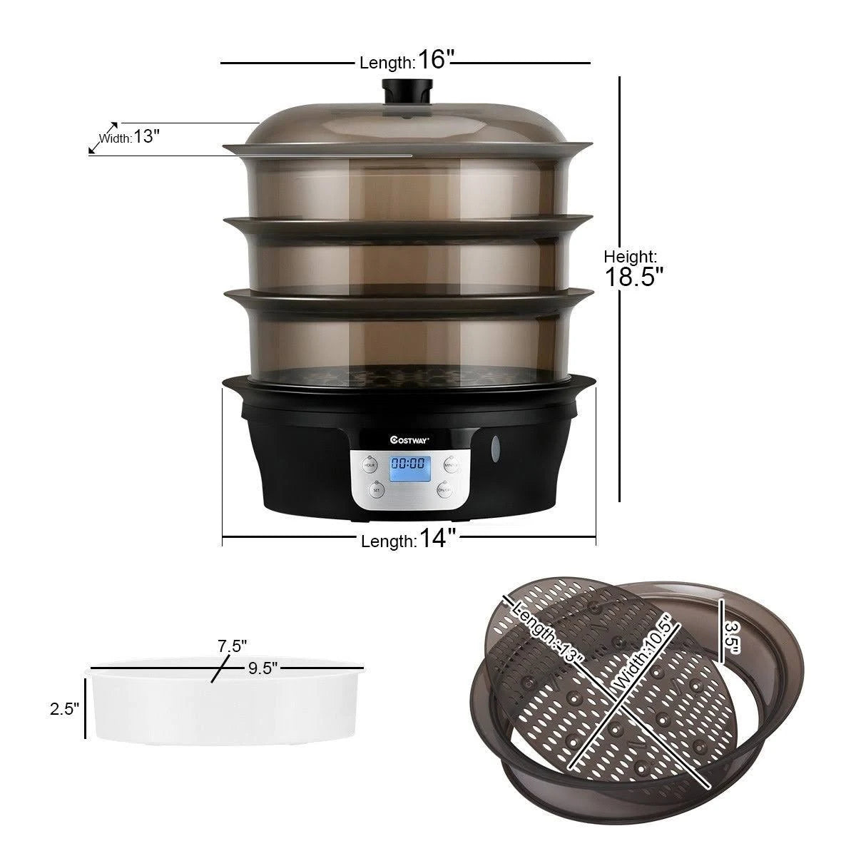 3 Tier 20qt Electric Food Steamer X2628
