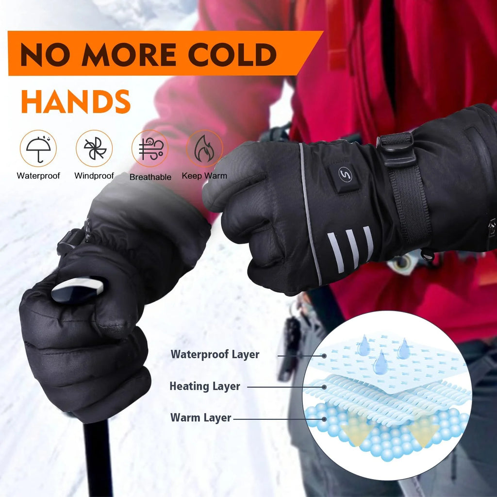 Black Rechargeable Electric Heated Gloves F657