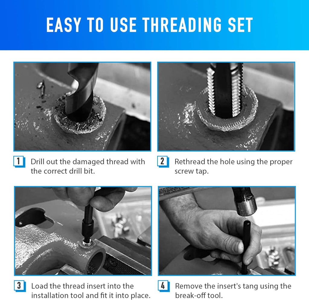 131PC SAE Thread Repair Kit, HSS Drill Helicoil Kit Standard A7937