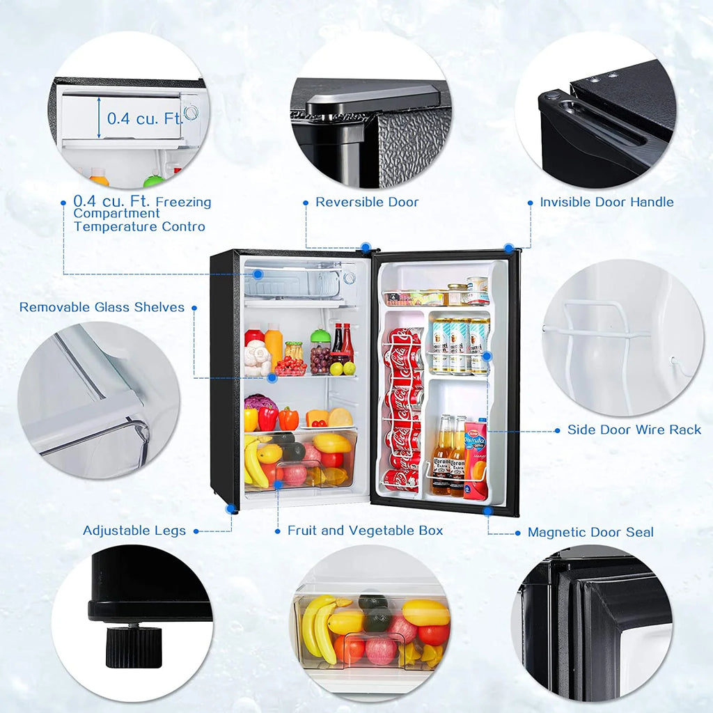 Compact Refrigerator Single Door Mini Fridge with Freezer, 3.2 Cu. Ft B617084
