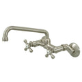 Brushed Nickel 2-Handle Wall-Mount Kitchen Faucet K414