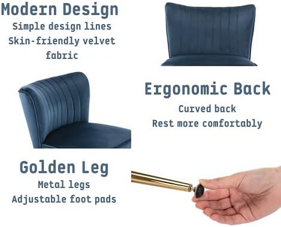 Velvet Accent Chairs Set of 2 with Golden Legs D3008