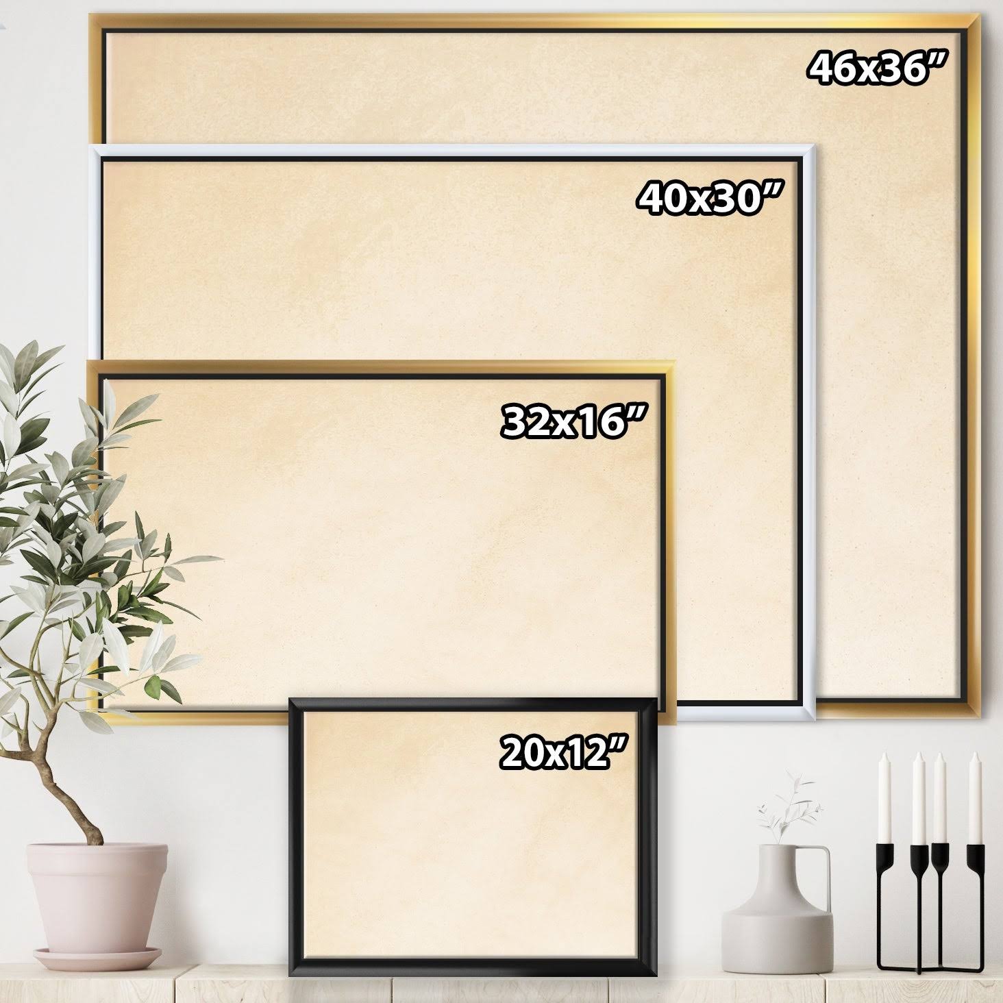 Green Ivory Framed Canvas - 44 in. Wide x 34 in. High - Gold V2015