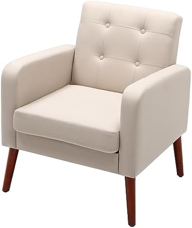 Dark Grey Linen Arm Chair with Solid Wood Legs P781586